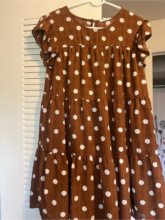 Dresses & Skirts - Women’s Brown Polka Dot Tiered Dress